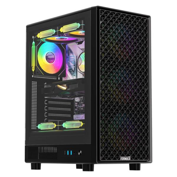 [CP3226] Case RGB Formula V Line Mana Dynamic Black Ar Mid Tower Ventiladores 4 de 120MM con Malla Frontal y Vidrio Lateral 4711401662839 - Negro
