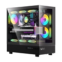 Case Argb Formula V Line Crystal Z8 Floe Black Mid Tower Ventiladores 6 de 120MM con Vidrio Lateral y Frontal 4711401660828 - Negro