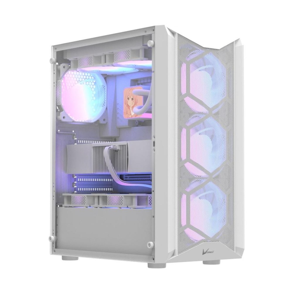 [CP3237] Case Argb Formula V Line Air Power G1 Plus White Mid Tower Ventiladores 6 de 120 Mm con Malla Frontal y Vidrio Lateral 4711401663591 - Blanco