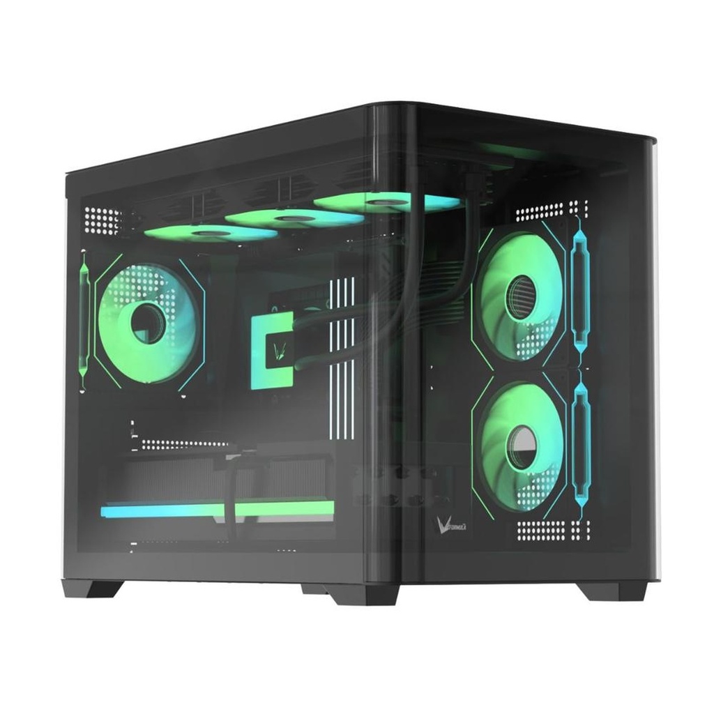 [CP3236] Case Argb Formula V Line Crystal U2M Floe Black Mid Tower Ventiladores 3 de 120 Mm con Vidrio Lateral y Frontal 4711401663843 - Negro