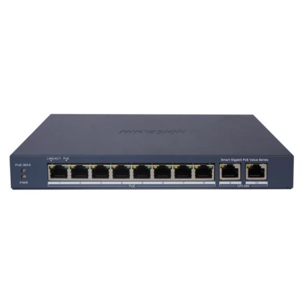 [RC5055] Switch Hikvision Ds-3e1510p-ei/m(o-std)(b) 10 Puertos (8 Poe + 2 RJ45 Gigabit) 20 Gbps Administrable 301803447 - Negro