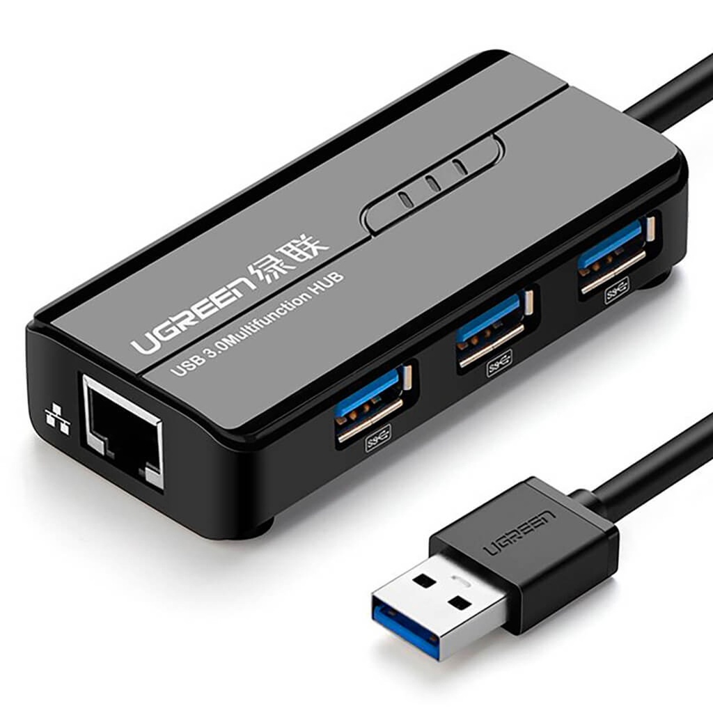 Hub Ugreen 5 en 1 Puertos USB 3.0 / Gigabit Ethernet 20265 - Negro