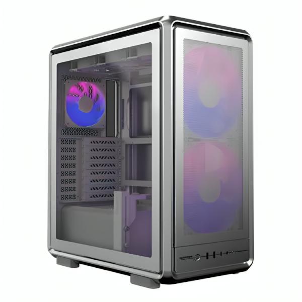 [CP3253] Case Cooler Master Masterframe 500 Mesh Silver Argb Mid Tower Ventiladores 3 (2X200 Mm + 1X120 Mm) con Vidrio Templado y Malla Frontal MF500M-SHNN-S01 - Gris