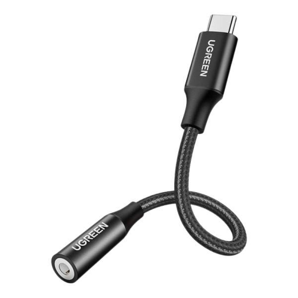 [AC3180] Cable Ugreen AV142 USB-C Macho a 3.5mm Hembra Audio 0.1m 70858 - Negro