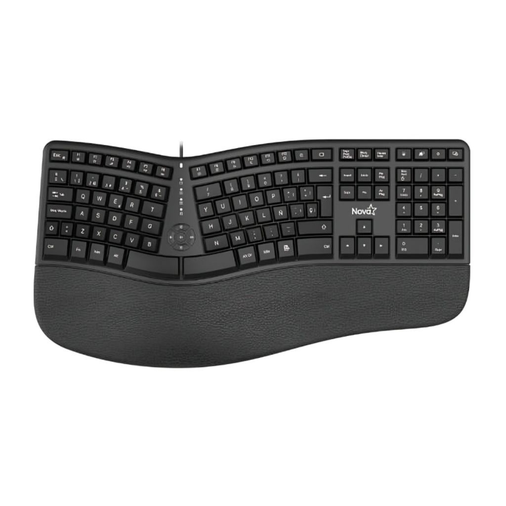 [PF7091] Teclado Nova Ergonomico Kmyv82u0001c Membrana Alámbrico USB Español - Negro