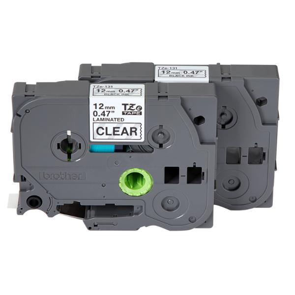 [IM1071] Brother Cintas TZE1312PK 12mm Negro Transparente 2 Pack