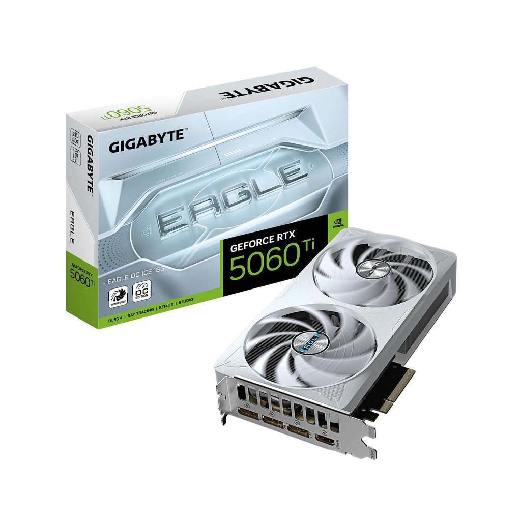 [CP7152] Tarjeta de Video Gigabyte Geforce Rtx 5060 Ti Eagle Oc Ice 8G GDDR7 2617 Mhz GV-N506TEAGLEOC ICE-16GD - Blanco