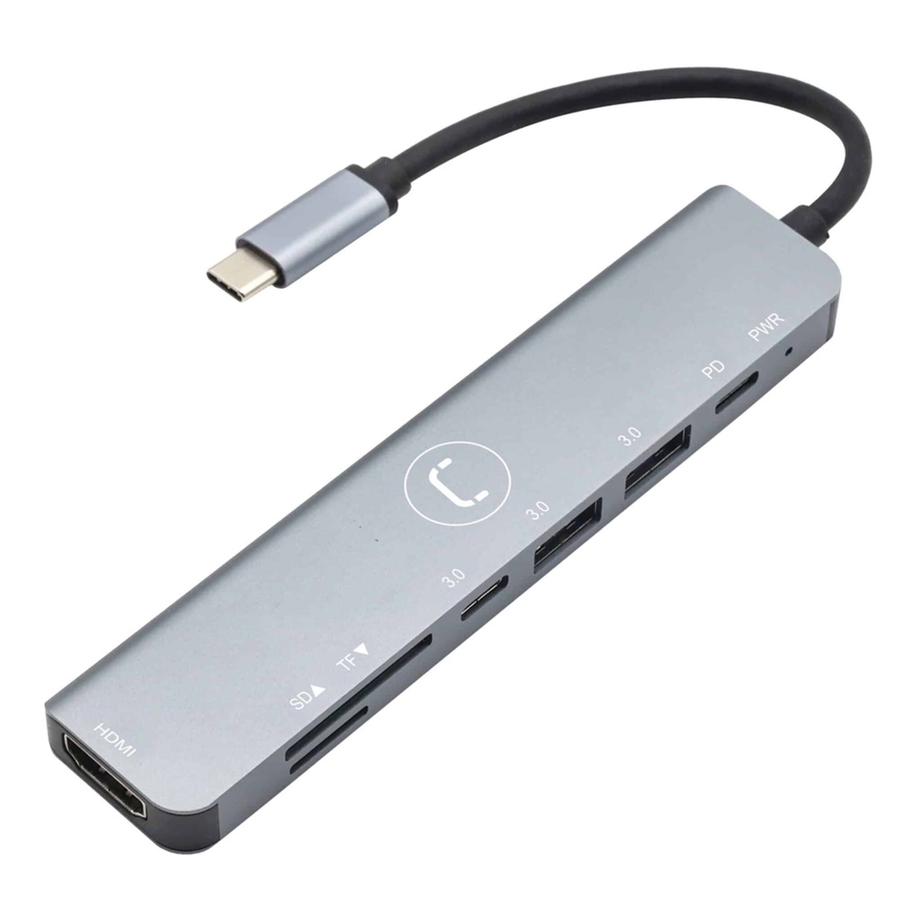 [AC10025] Hub Unno Tekno HB1107SV 7 en 1 USB-C Plateado