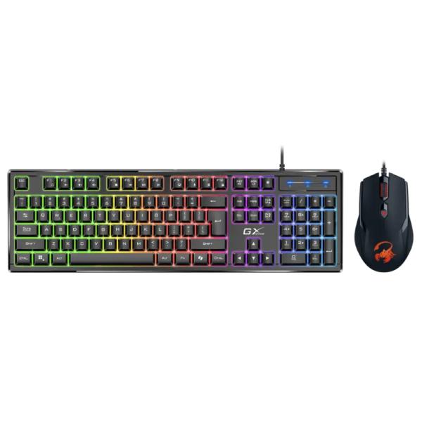 [PF3008] Teclado y Mouse Gaming RGB Genius Scorpion KM-GX6 Alámbrico USB Español 31330010401 - Negro