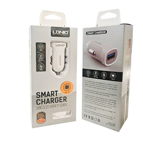 Cargador LDNIO C17 Micro B Blanco para Carro 2 en 1