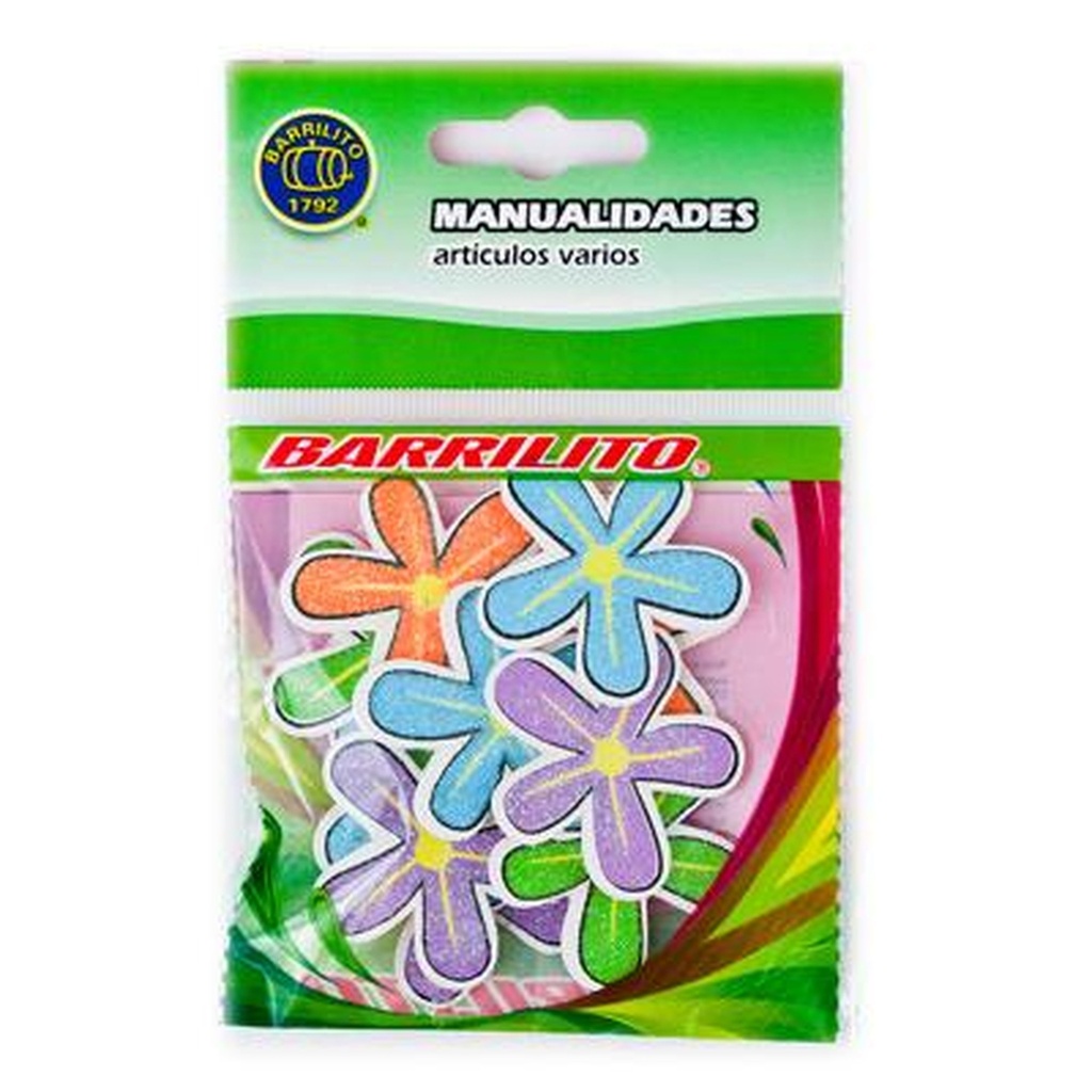 [BA00389] Barrilito Calcomania Madera Flores 10 Piezas WS005