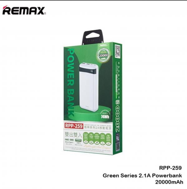 [6954851223894] Bateria de Emergencia RPP-259 20.000mha Serie Green Remax - Blanca