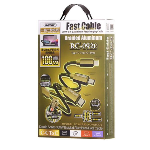 [6954851294696] Cable USB Tipo C a Tipo C RC-092T Serie Kerolla Remax - Verde