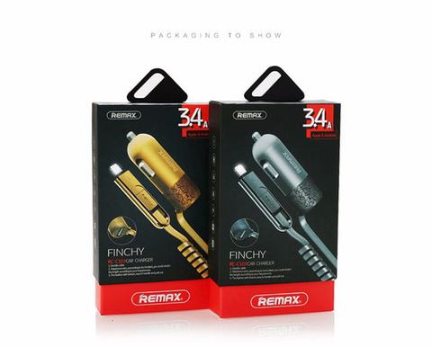 [6954851256878] CARGADOR CARRO USB LIGHTNING MICRO B RCC103 FINCHY REMAX - NEGRO