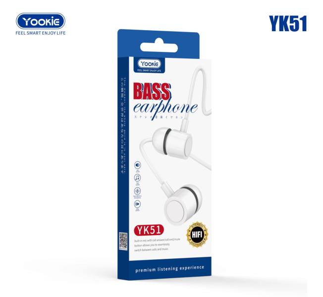 [MDIDC031] Yookie Audifonos Manos Libres YK51 Blanco Con Mic