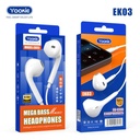 Yookie Audifono EK03 Blanco - Sonido Claro 3.5mm
