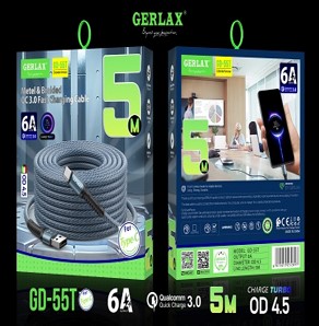 Gerlax Cable USB Lightning GD-55L 5M Negro - Carga Segura