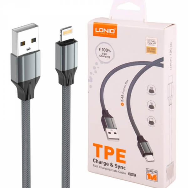 [6933138690766] LDNIO Cable Lightning LS441 1m Negro
