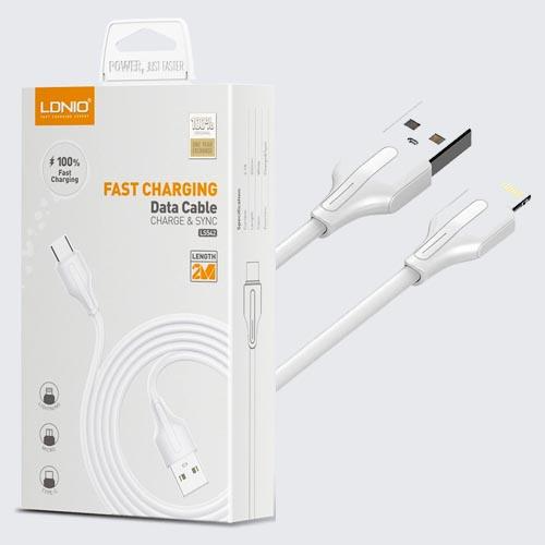 [6933138691251] Cable LDNIO USB Lightning LS542 Blanco 2m 2.1A