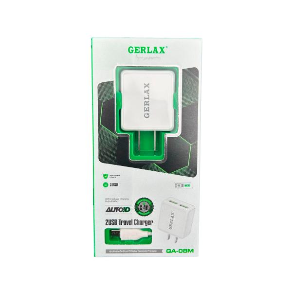 Cargador Gerlax GA-08M Blanco Lightning 2 Puertos USB