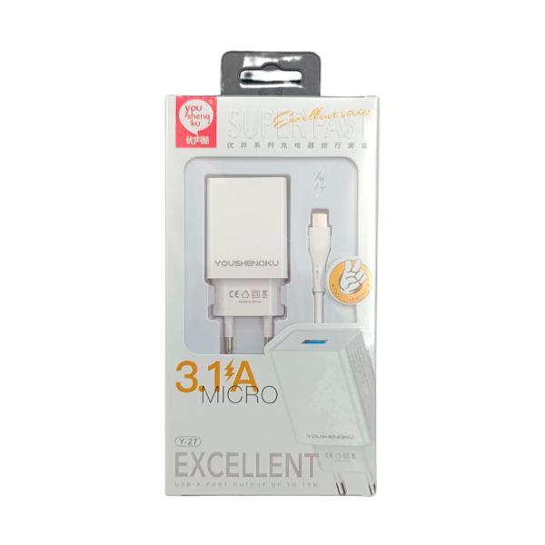[6972724629437] Cargador Youshengku Y-27 Lightning Blanco
