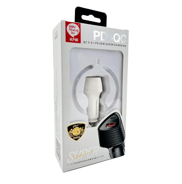 [CCR0009] Cargador Cubo Carro Youshengku Y-33 Negro 40W