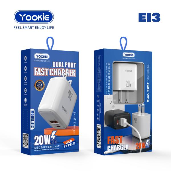 [6971916569230] Yookie Cargador Cubo Casa EI3 Blanco Tipo C 20W