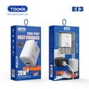 Yookie Cargador Cubo Casa EI3 Blanco Tipo C 20W