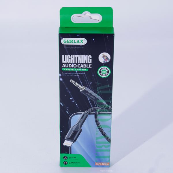 [6975011276611] Cable Auxiliar 3.5mm a Lightning Gerlax GX-06L Negro