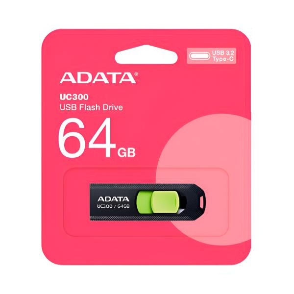 [3603037] Memoria USB Adata UC300 64GB USB-C 3.2 Gen 1 Negro/Verde