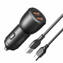 Xo Cargador Carro Cc55 Tipo C Carga Rápida 18W + Led Azul