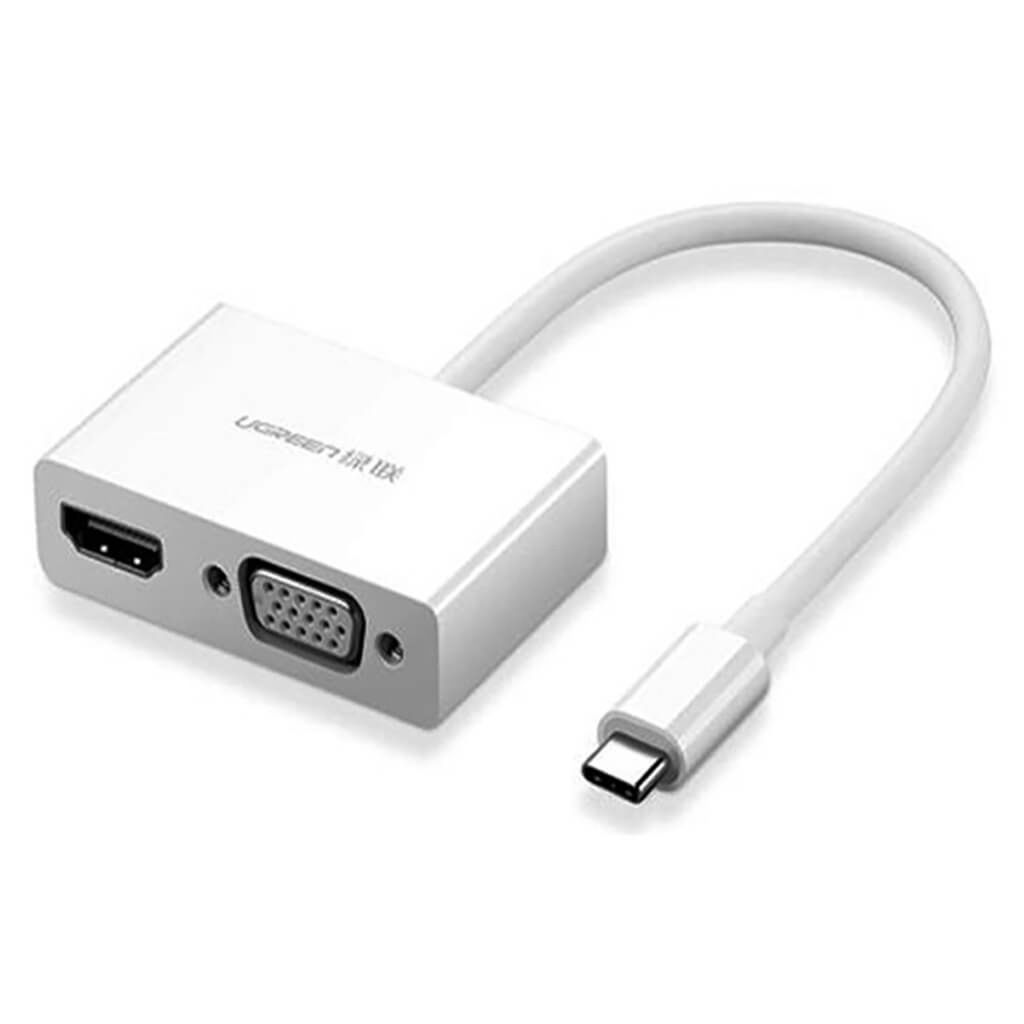 [AC1078] Ugreen Adaptador USB-C a HDMI + VGA MM123 Blanco