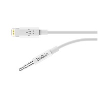 Belkin Cable Lightning a Aux 3.5mm Conecta iPhone a Audio Blanco