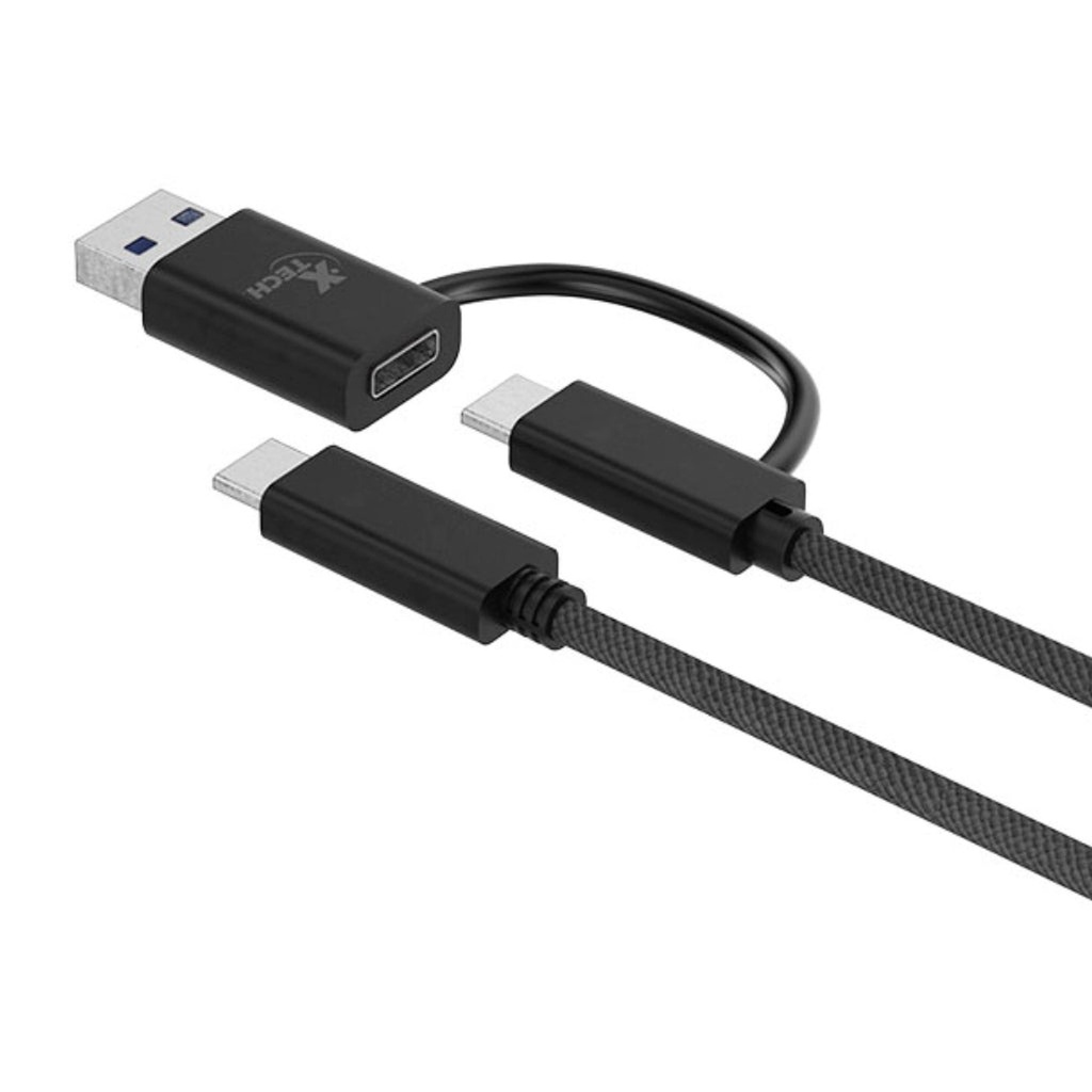 [AB005XTK19] Xtech Cable 2 en 1 USB-C a USB-A Trenzado 1.82m XTC-532