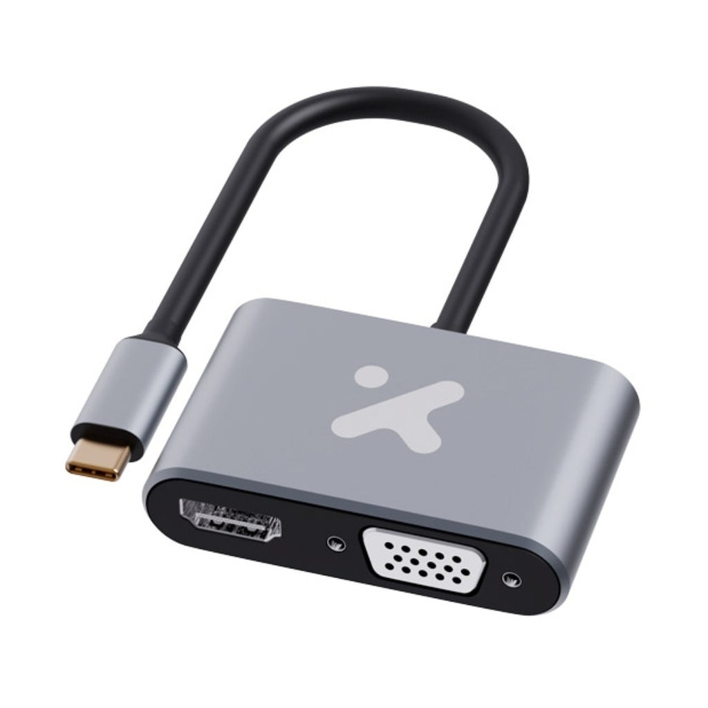 [AB005XTK31] Xtech Adaptador 2 en 1 USB-C a HDMI y VGA Aluminio XTC-542