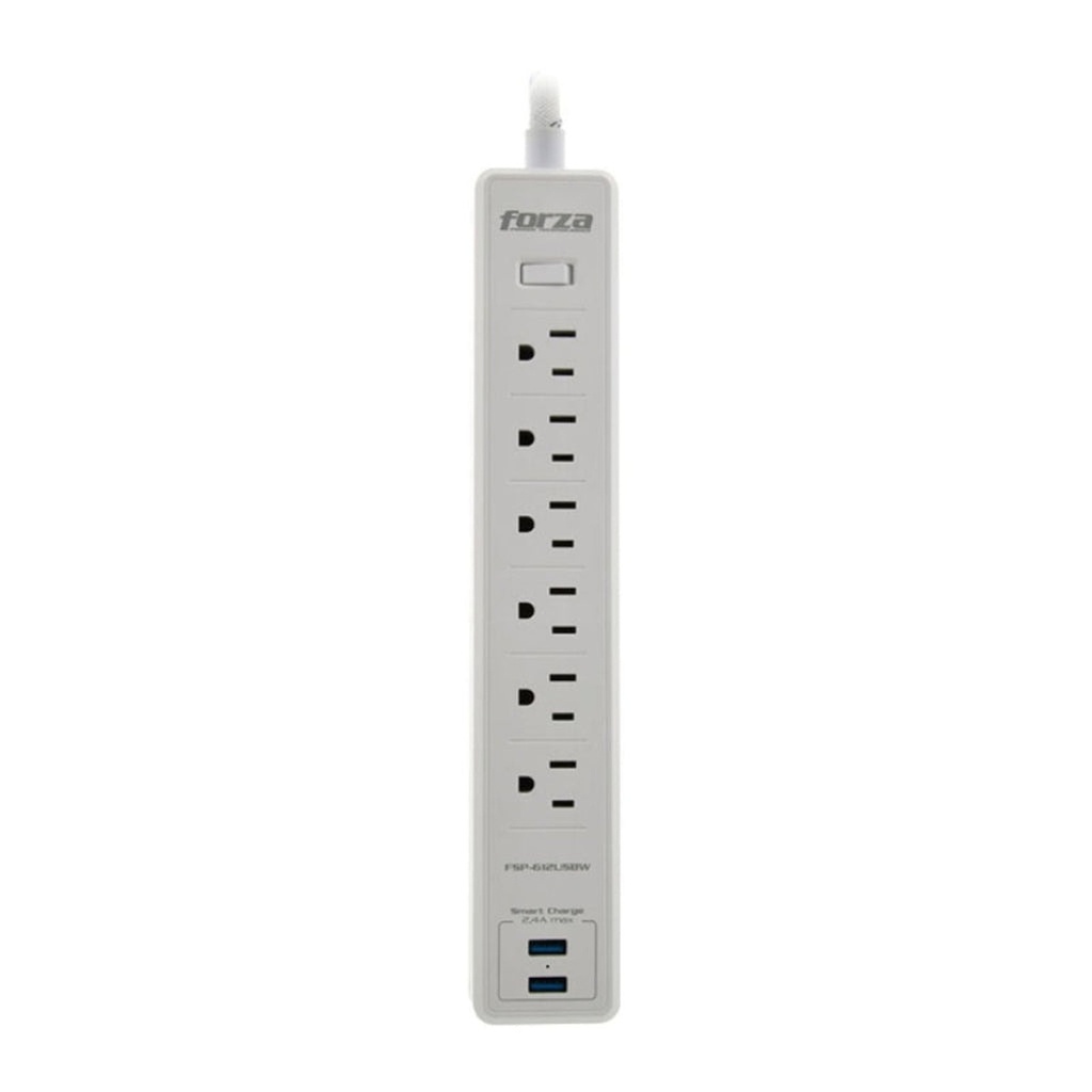 [AU130FOR26] Forza Protector de Voltaje 6 Tomas 2USB 5ft WH