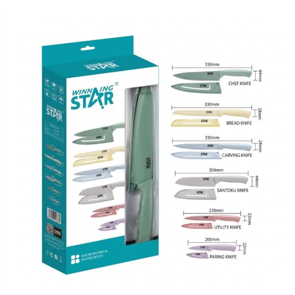 [ED4018] Winning Star Set Cuchillos Cocina Antiadherente 6 Piezas ST-7808