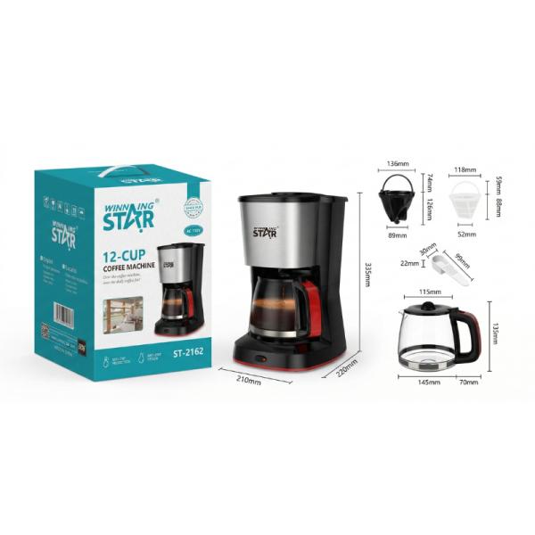 [ED1019] Cafetera Eléctrica Winning Star 1.25L 12 Tazas ST-2162