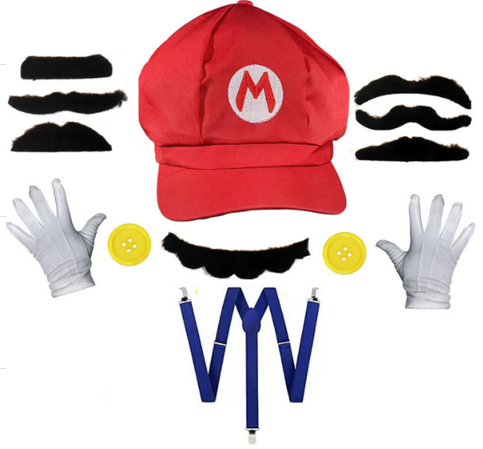 [TK-G017] SET DE GORRA DE MARIO CON ACCESORIOS