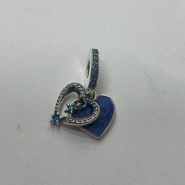 [PD-PPCCG0075] Poderosa Charm Colgante Doble Corazon Azul CH04