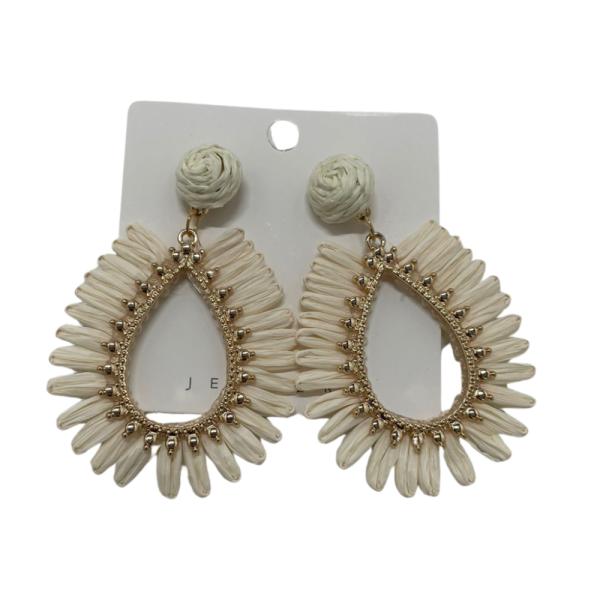 [PD-JJA0236] Aretes Poderosa Mimbre Diseño Flor Beige/Dorado JJA0236