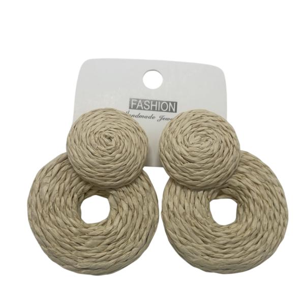 [PD-JJA0221] Poderosa Aretes Playa Diseño Mimbre Beige