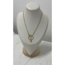 Poderosa Collar Diseño Dorado/Rosado Acero JJC0236