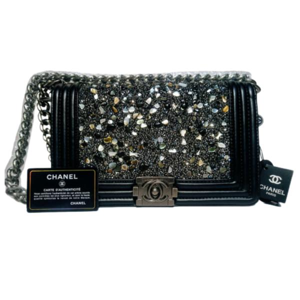 [PD-BBC0153] BOLSO DISEÑO CHANEL MODELO 8001 NEGRO/PIEDRAS