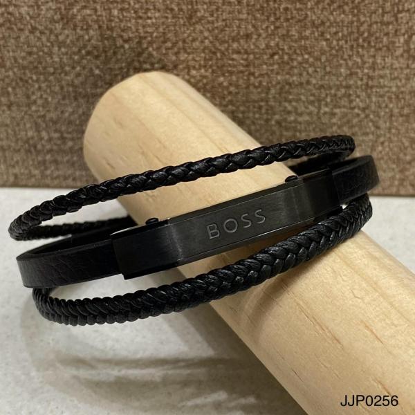[PD-JJP0256] PULSERA DE CUERO TRIPLE HUGO BOSS NEGRO