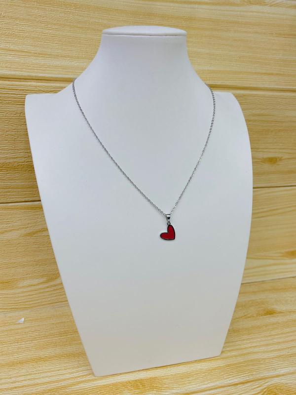 [PD-JJC0139] COLLAR PLATEADO DISEÑO CORAZON ROJO MODELO T000687671