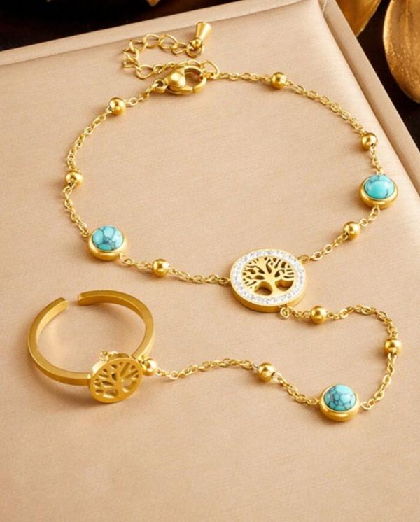 [PD-JJP0204] PULSERA DORADA CON ANILLO AJUSTABLE MODELO T000843069
