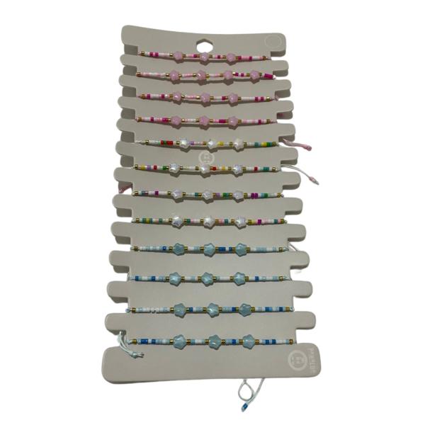 [PD-JJP0148] PULSERA DE HILO DISEÑO ESTRELLAS DE COLORES Y ABALORIOS MODELO HN1518
