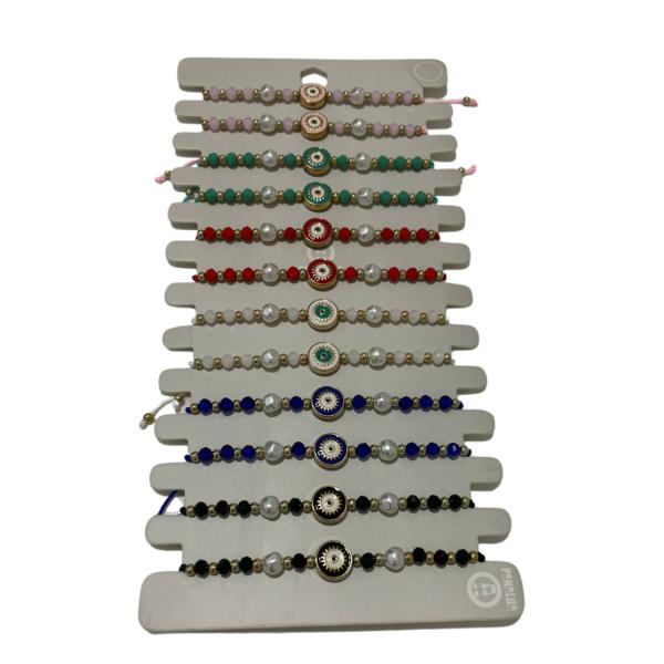 [PD-JJP0132] PULSERA DE HILO DISEÑO OJO TURCO Y ABALORIOS MODELO HN1375
