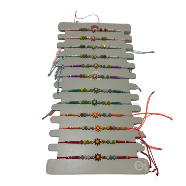 [PD-JJP0131] PULSERA DE HILO DISEÑO FLORCITA DE COLORES Y ABALORIOS MODELO HN1414